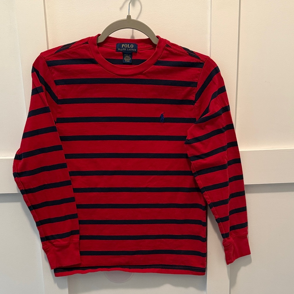 Polo by Ralph Lauren Red and Blue Striped Shirt size  medium 10-12